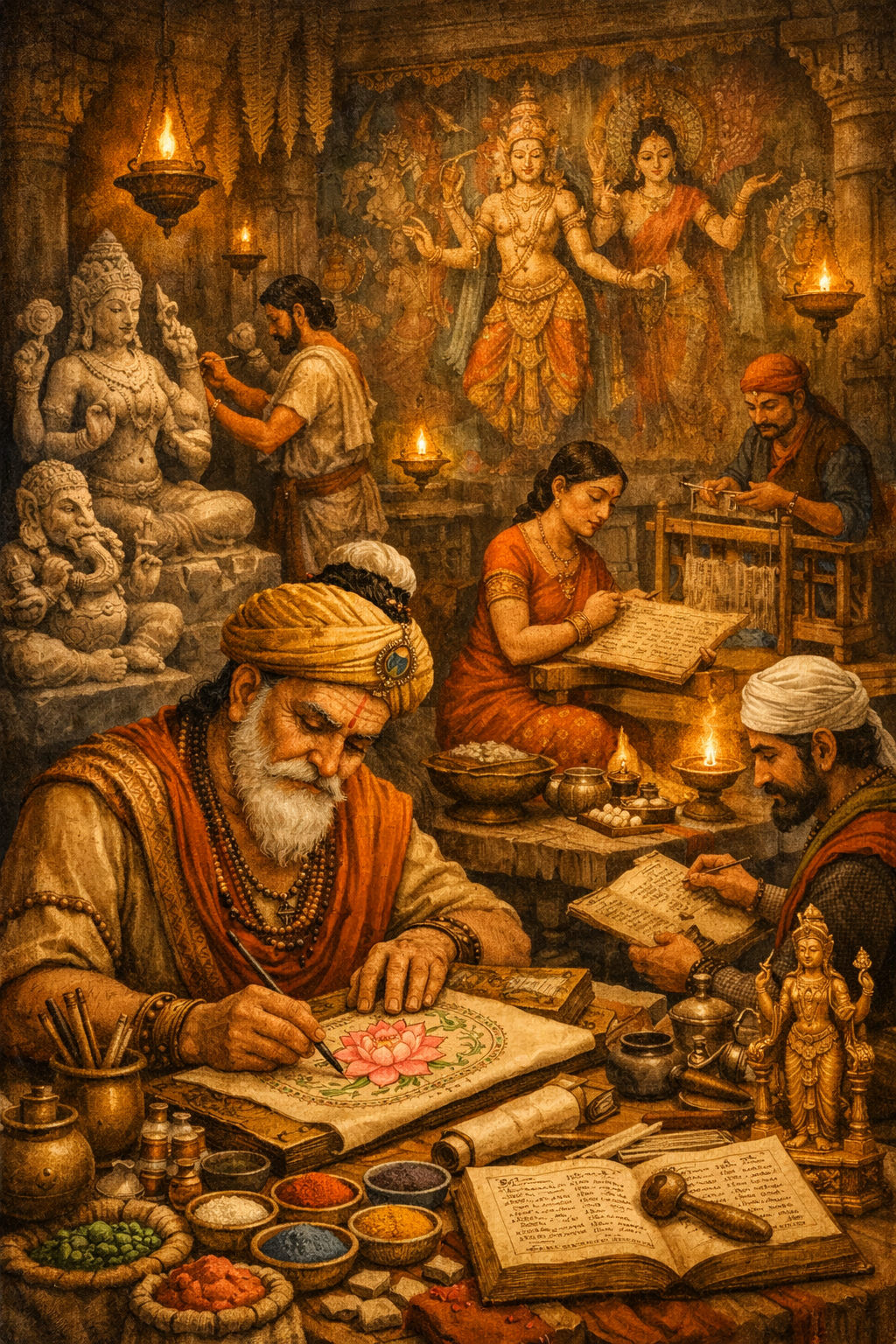 Indian arts and crafts inspired illustration