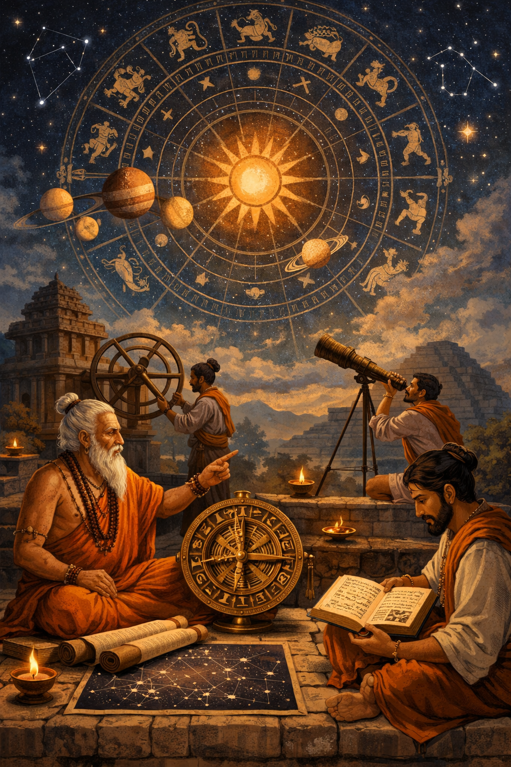 Astronomy and Jyotisha inspired cosmic illustration
