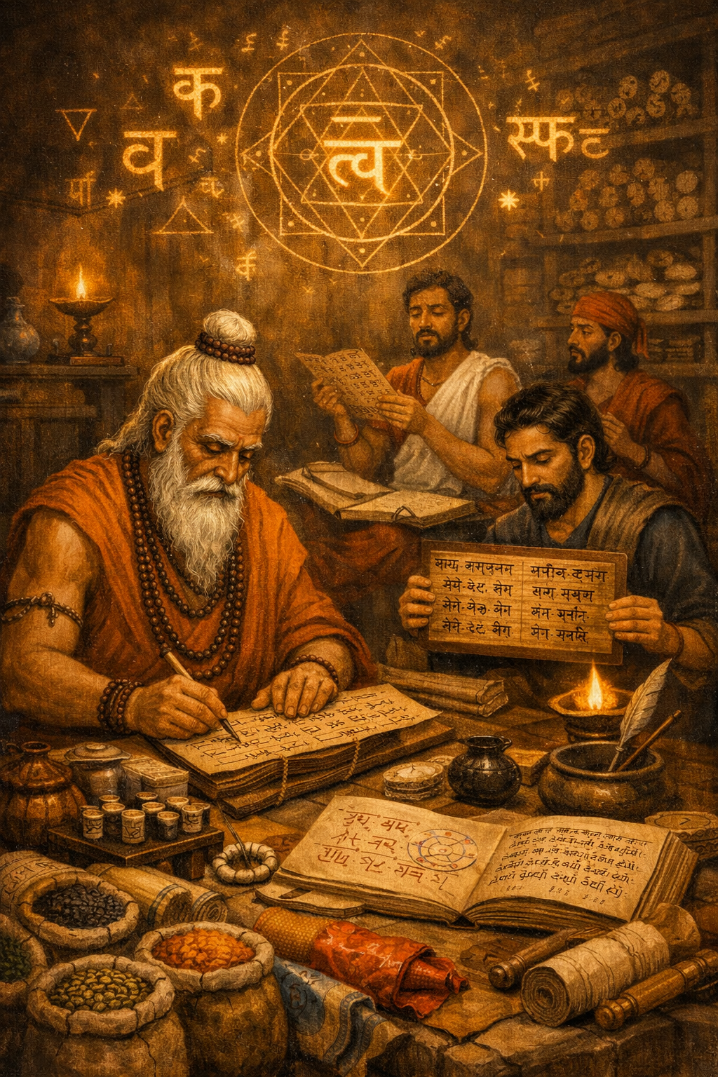 Sanskrit grammar and language inspired illustration